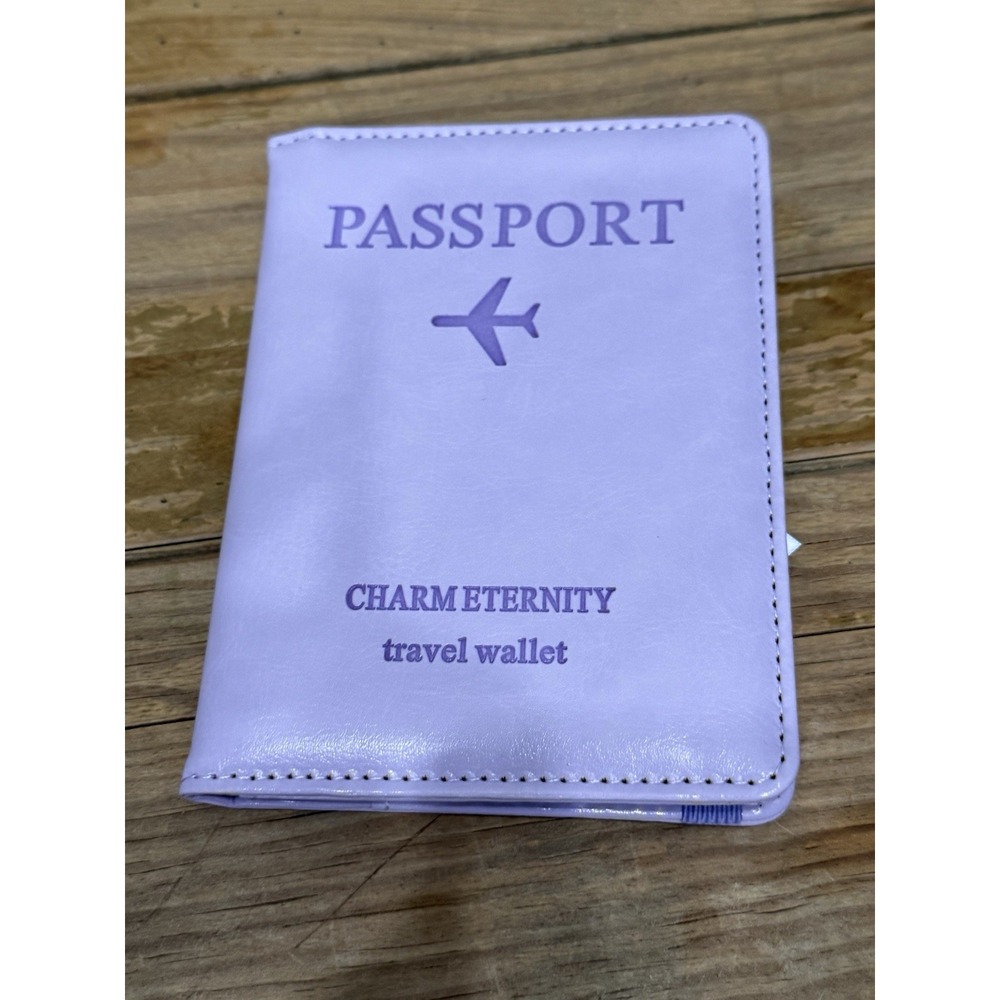 Charm Eternity Passport Holder Travel Wallet Unisex OS Lavender Excellent RFID